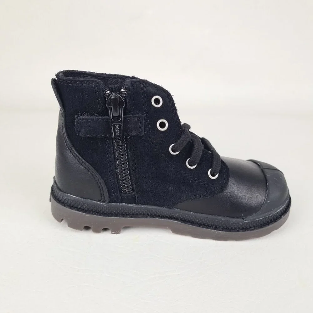 Palladium Pampa Hi Infants Toddler Boots Black Dark Leather